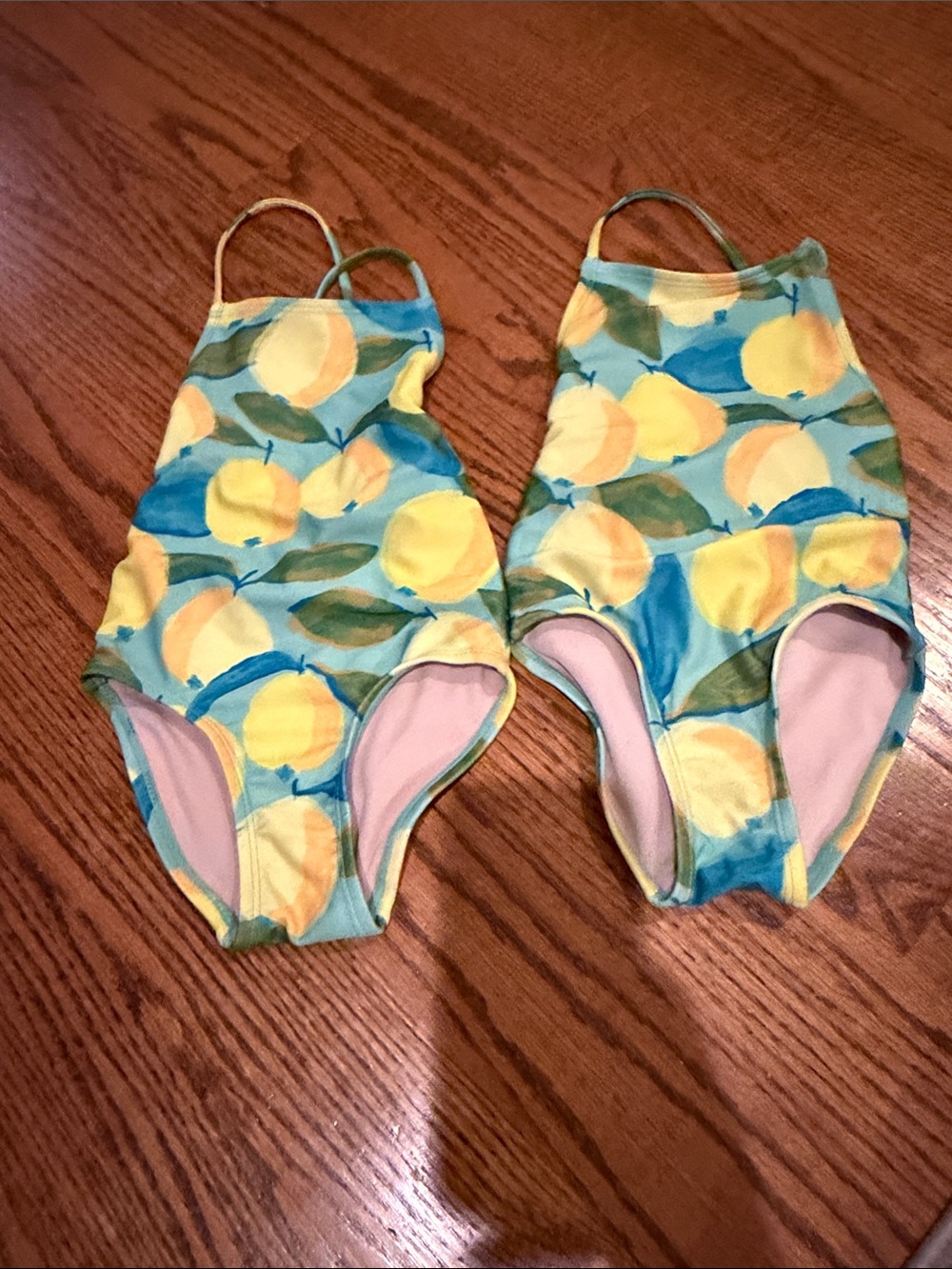 Tea Collection Girls' Yellow Lemon Print One-Piece Swimsuit in Aqua